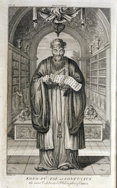 Kong-Fu-Tse, of Confucius, de Meest Beroemde Filosoof van China, gegraveerd door Henry Fletcher (fl.1729) door Honbleau